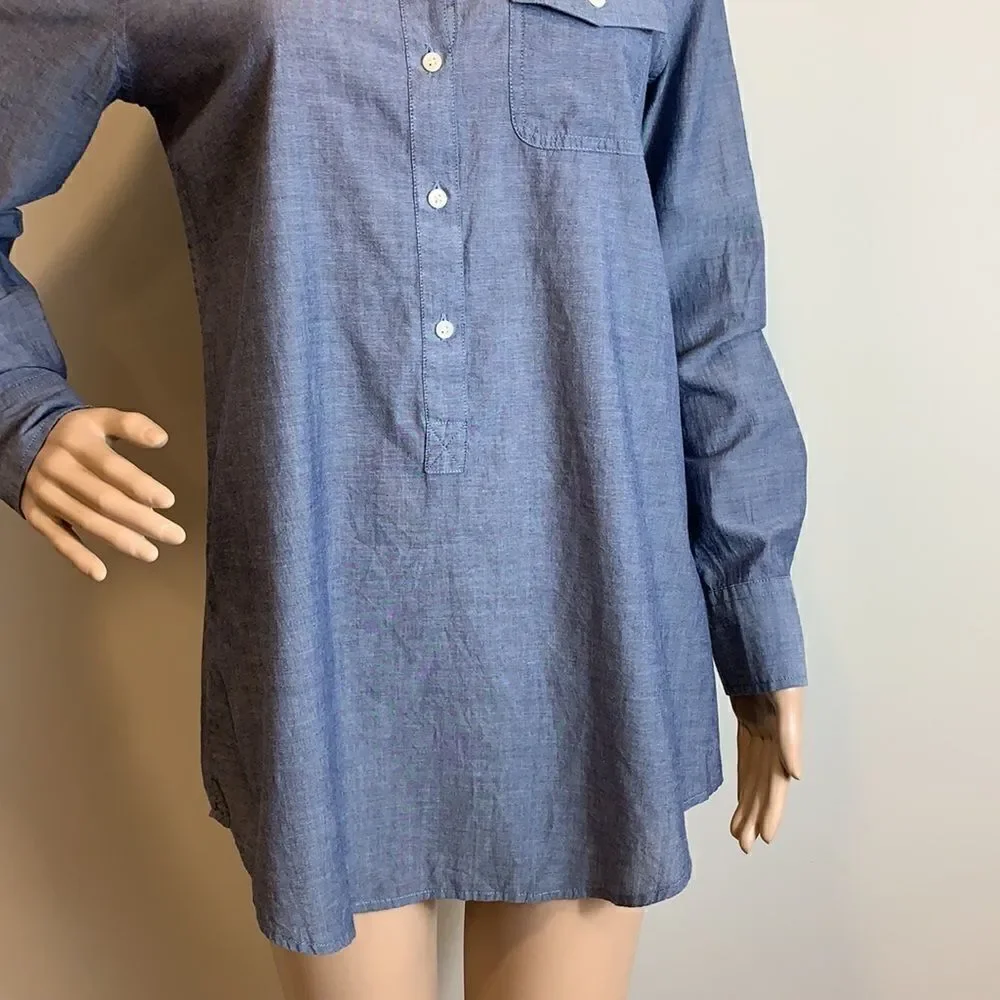 ❤️Last Chance J. Crew denim chambray half button tunic top size XS
